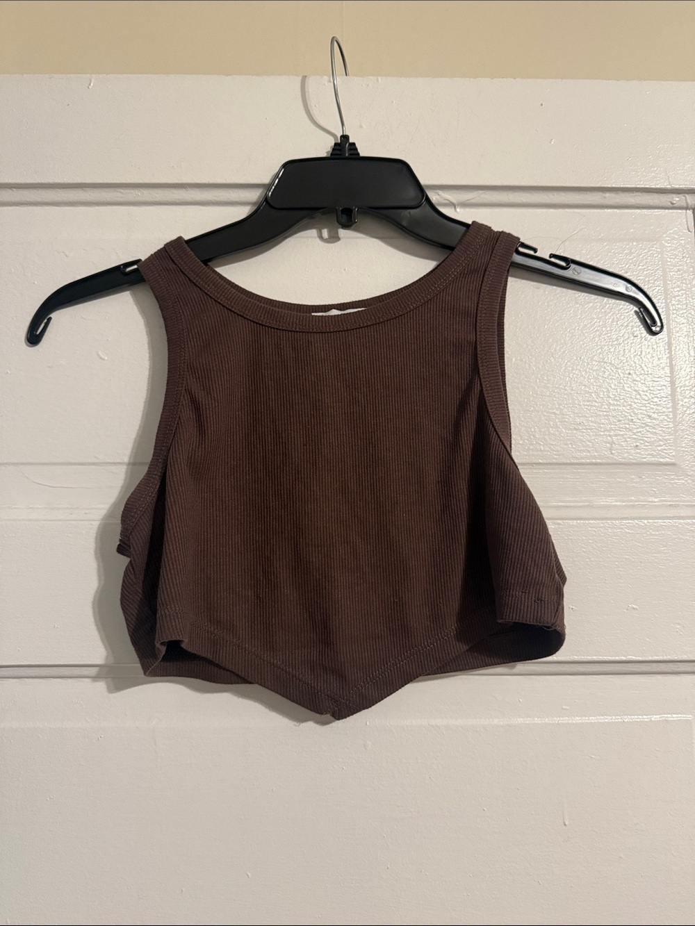 Princess Polly Brown Ribbed Cropped Tank Top